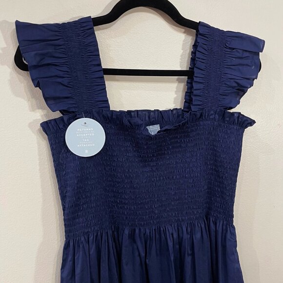 New Hill House Elizabeth 100% Cotton Mini Nap Dress Navy Large - Picture 4 of 7